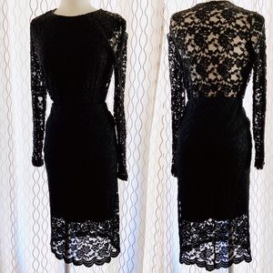Black lace 2 piece; long sleeve shirt & long skirt